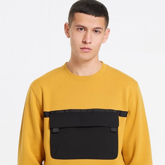 WeSC Miles Streetwear Utility Harvest Gold Pullover Fleece Sweatshirt LG NWT - Picture 1 of 16